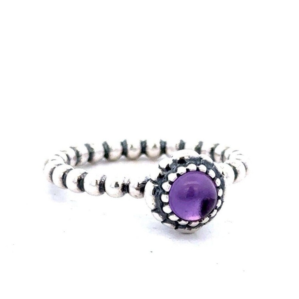 Pandora Sterling Silver 925 Amethyst Stackable Ring Sz 7 - Picture 1 of 9